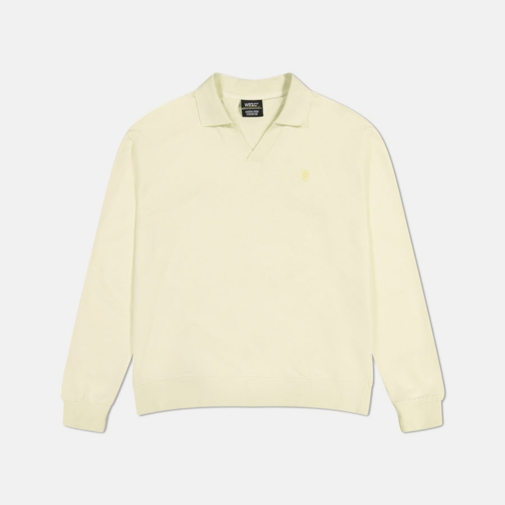 Men's WeSC "Johnny Collar Pullover Sweatshirt"  In Cloud Cream, Sz L